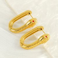 1 Pair Simple Style Snake Plating 304 Stainless Steel 18K Gold Plated Hoop Earrings main image 1