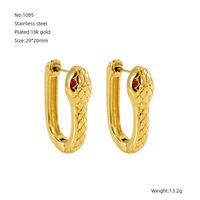 1 Pair Simple Style Snake Plating 304 Stainless Steel 18K Gold Plated Hoop Earrings main image 2