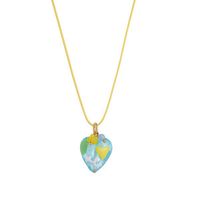 Classic Style Heart Shape Glass Copper Wholesale Pendant Necklace sku image 1