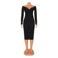 Women's Pencil Skirt Fashion Boat Neck Patchwork Sleeveless Solid Color Midi Dress Daily main image 4