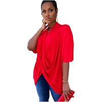 Women's T-shirt Short Sleeve T-shirts Pleated Basic Classic Style Solid Color main image 4