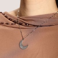 304 Stainless Steel 18K Gold Plated Raw Steel Casual Nordic Style XUPING Asymmetrical Hollow Out Moon Necklace main image 3