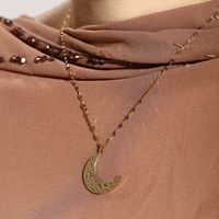 304 Stainless Steel 18K Gold Plated Raw Steel Casual Nordic Style XUPING Asymmetrical Hollow Out Moon Necklace main image 4