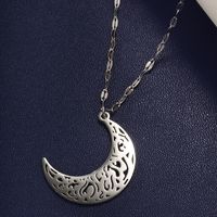 304 Stainless Steel 18K Gold Plated Raw Steel Casual Nordic Style XUPING Asymmetrical Hollow Out Moon Necklace main image 5