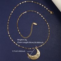 304 Stainless Steel 18K Gold Plated Raw Steel Casual Nordic Style XUPING Asymmetrical Hollow Out Moon Necklace sku image 2