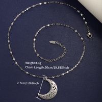 304 Stainless Steel 18K Gold Plated Raw Steel Casual Nordic Style XUPING Asymmetrical Hollow Out Moon Necklace sku image 1