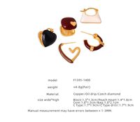 1 Paar Lässig Einfacher Stil Pendeln Tasche Quadrat Herzform Emaille Überzug Titan Stahl 18 Karat Vergoldet Ohrringe main image 11