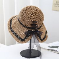 Women's Casual Elegant Beach Bow Knot Braid Lace Wide Eaves Straw Hat main image 1