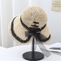 Women's Casual Elegant Beach Bow Knot Braid Lace Wide Eaves Straw Hat main image 2