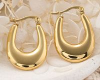 1 Pair IG Style C Shape Plating 304 Stainless Steel Hoop Earrings sku image 1