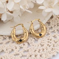 1 Pair IG Style C Shape Cross Plating 304 Stainless Steel Hoop Earrings main image 9