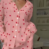 Home Women's Elegant Heart Shape Cotton Pants Sets Pajama Sets main image 3