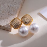 1 Pair Elegant Simple Style Geometric Copper Drop Earrings sku image 3