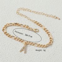 Vacation Simple Style Classic Style Letter Copper Shiny Metallic Handmade Inlay Zircon K Gold Plated Rhodium Plated Unisex Anklet main image 3
