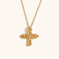 Stainless Steel Titanium Steel Simple Style Cross Plating Pendant Necklace main image 4
