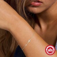 Sterling Silver Simple Style Cross Plating Bracelets main image 6