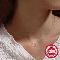 Sterling Silber Einfacher Stil Kreuzen Überzug Halskette Mit Anhänger main image 5