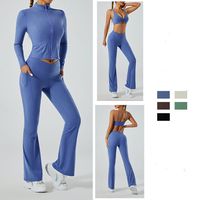 Simple Style Sports Solid Color Nylon Zip Collar Tracksuit Vest Leggings main image 2