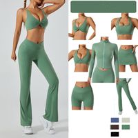 Simple Style Sports Solid Color Nylon Zip Collar Tracksuit Vest Leggings main image 1