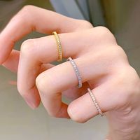 Wholesale Simple Style Round Copper Inlay Rose Gold Plated White Gold Plated Gold Plated Zircon Rings main image 7