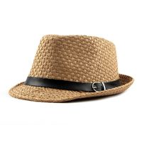 Women's Vintage Style Solid Color Crimping Straw Hat main image 2