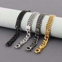 Simple Style Geometric Solid Color Titanium Steel Patchwork 18K Gold Plated Men's Bracelets main image 3