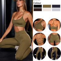 Classic Style Sports Solid Color Nylon Round Neck Tracksuit Vest Leggings main image 1