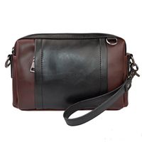 Men's Color Block Solid Color Pu Leather Zipper Clutch Bag sku image 2