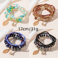Simple Style Tower Leaves Artificial Crystal Alloy Beaded Layered Women's Bracelets main image 2