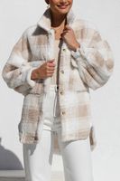 Women's Elegant Streetwear Plaid Single Breasted Coat Woolen Coat sku image 1
