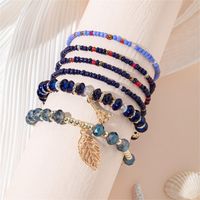 Simple Style Tower Leaves Artificial Crystal Alloy Beaded Layered Women's Bracelets main image 5