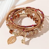 Simple Style Tower Leaves Artificial Crystal Alloy Beaded Layered Women's Bracelets sku image 2