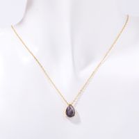 201 Stainless Steel 304 Stainless Steel Glass Gold Plated Casual Simple Style Plating Water Droplets Zircon Pendant Necklace sku image 6