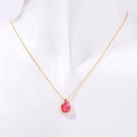 201 Stainless Steel 304 Stainless Steel Glass Gold Plated Casual Simple Style Plating Water Droplets Zircon Pendant Necklace sku image 10