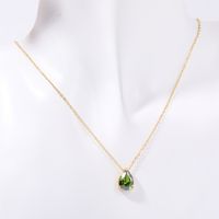 201 Stainless Steel 304 Stainless Steel Glass Gold Plated Casual Simple Style Plating Water Droplets Zircon Pendant Necklace sku image 7
