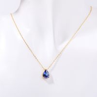 201 Stainless Steel 304 Stainless Steel Glass Gold Plated Casual Simple Style Plating Water Droplets Zircon Pendant Necklace sku image 4