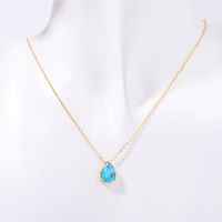 201 Stainless Steel 304 Stainless Steel Glass Gold Plated Casual Simple Style Plating Water Droplets Zircon Pendant Necklace sku image 8