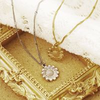 304 Stainless Steel 18K Gold Plated IG Style Plating Sunflower Pendant Necklace main image 6