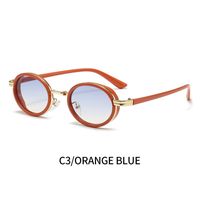 Retro Gradient Color Solid Color Leopard Pc Oval Frame Full Frame Women's Sunglasses sku image 2