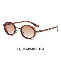 Retro Gradient Color Solid Color Leopard Pc Oval Frame Full Frame Women's Sunglasses sku image 3