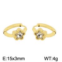1 Pair Simple Style Star Plating Stainless Steel Gold Plated Hoop Earrings main image 4
