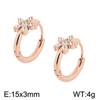 1 Paire Style Simple Fleur Placage Incruster Acier Inoxydable Zircon Plaqué Or 18K Boucles D'oreilles Cerceau main image 5