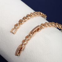 Elegant XUPING Simple Style Round Heart Shape Rectangle Alloy Copper Plating Inlay Artificial Diamond 18K Gold Plated Women's Bracelets main image 7