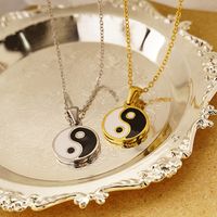 304 Stainless Steel 18K Gold Plated Retro Ethnic Style Plating Tai Chi Pendant Necklace main image 1