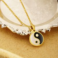 304 Stainless Steel 18K Gold Plated Retro Ethnic Style Plating Tai Chi Pendant Necklace main image 4