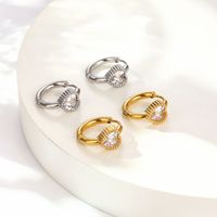1 Pair Simple Style Geometric Plating Inlay 304 Stainless Steel Zircon 18K Gold Plated Earrings main image 4