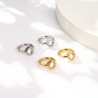1 Pair Simple Style Geometric Plating Inlay 304 Stainless Steel Zircon 18K Gold Plated Earrings main image 5