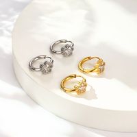 1 Pair Simple Style Geometric Plating Inlay 304 Stainless Steel Zircon 18K Gold Plated Earrings main image 6
