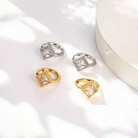 1 Paire Style Simple Géométrique Placage Incruster Acier Inoxydable 304 Zircon Plaqué Or 18K Des Boucles D'Oreilles main image 8