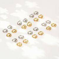 1 Pair Simple Style Geometric Plating Inlay 304 Stainless Steel Zircon 18K Gold Plated Earrings main image 3